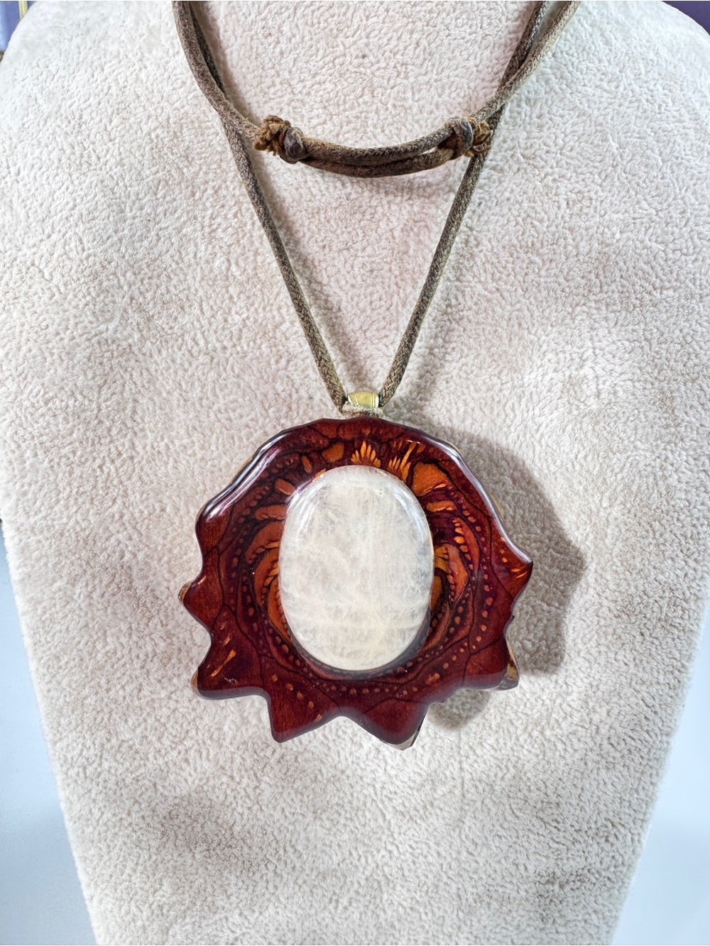 Rare Opal Third Eye Pine Cone Pendant Necklace